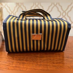 JM New York Small Navy and Gold Cosmetic Organizer Bag